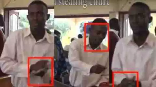Man Caught On Camera Stealing Money From Church’s Offering In Ghana (Photos + Video)